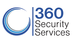 360 Security Services blue 360, black Security Services and blue and gray triple circle logo